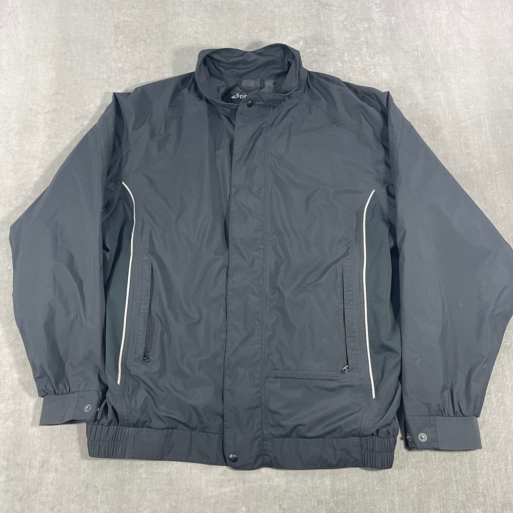DryJoys FJ Mens Large Black Golf Windbreaker‎ Full Zip Lightweight Jacket
